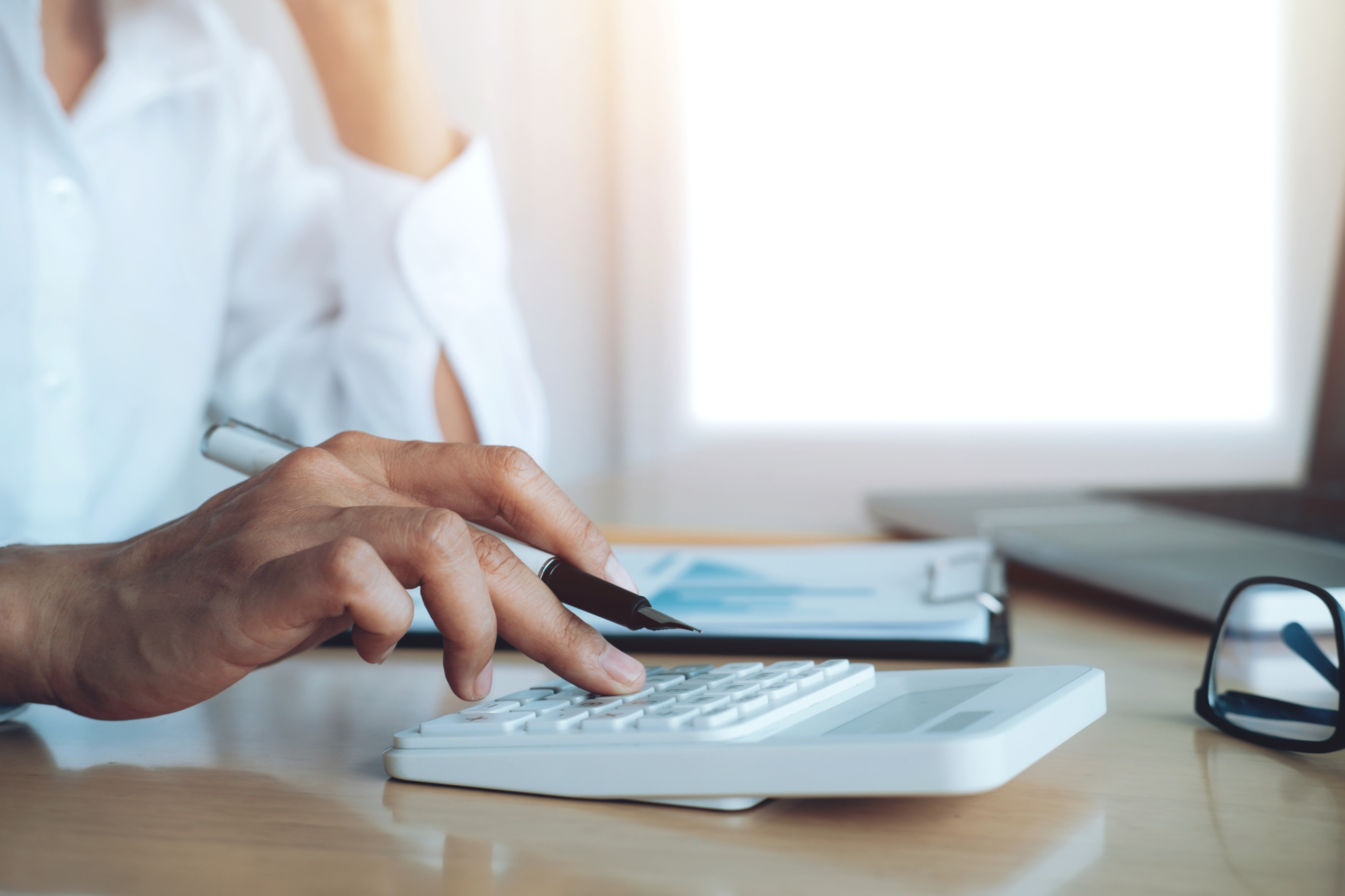 Finances Saveing Economy concept. Female accountant or banker us